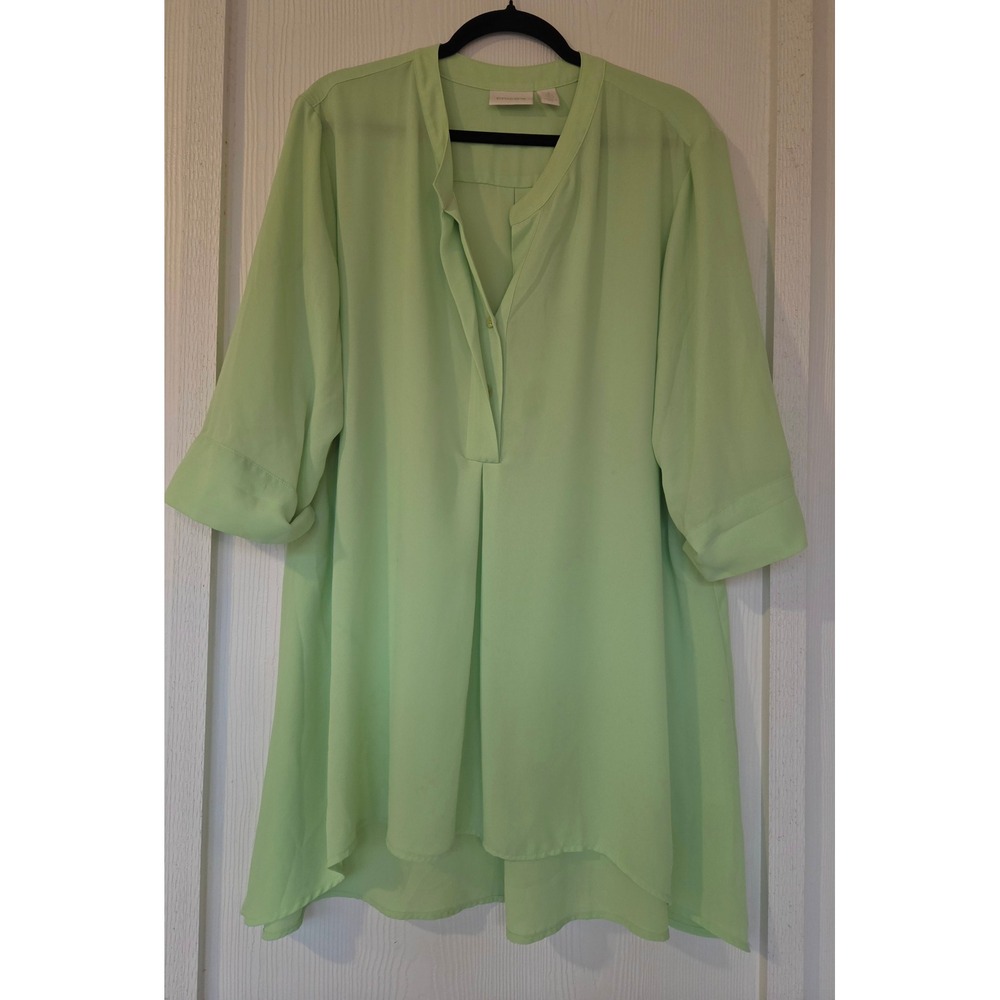 Chico's Lime Green High-Low Tunic Blouse Size 3 (US XL) Flowy Boho Resort Office